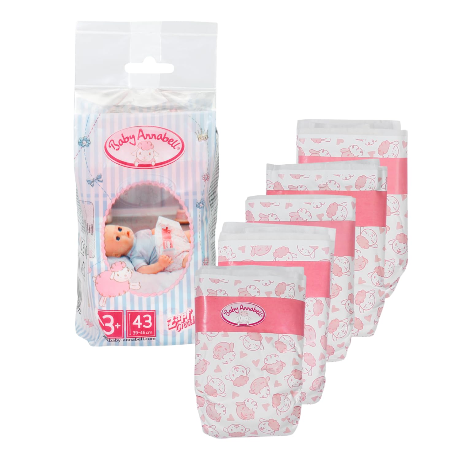 Baby Annabell Nappies for 43 cm Dolls - Easy Fit Design | Promotes Empathy | 5 Pack