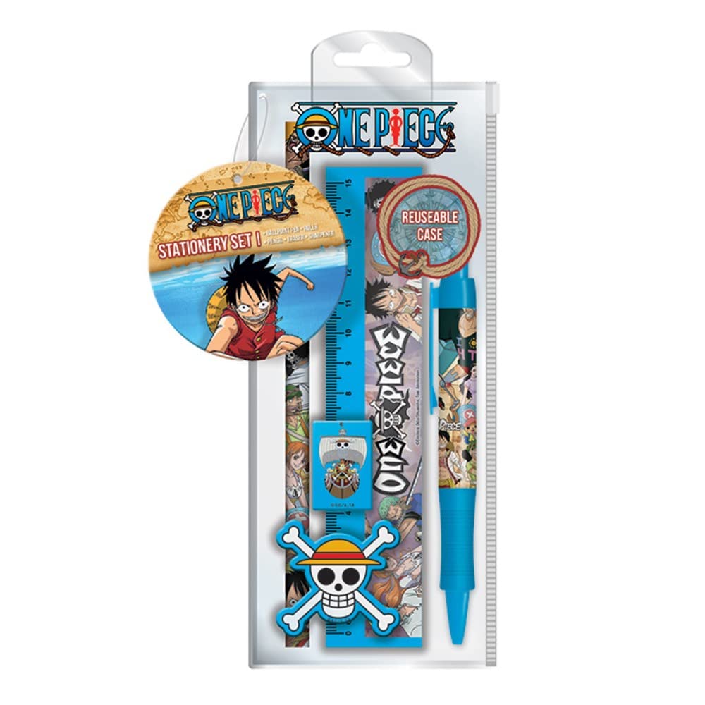 Pyramid International One Piece 5-Piece Stationery Set with Pencil, Ruler, Sharpener, Eraser | Multi-coloured