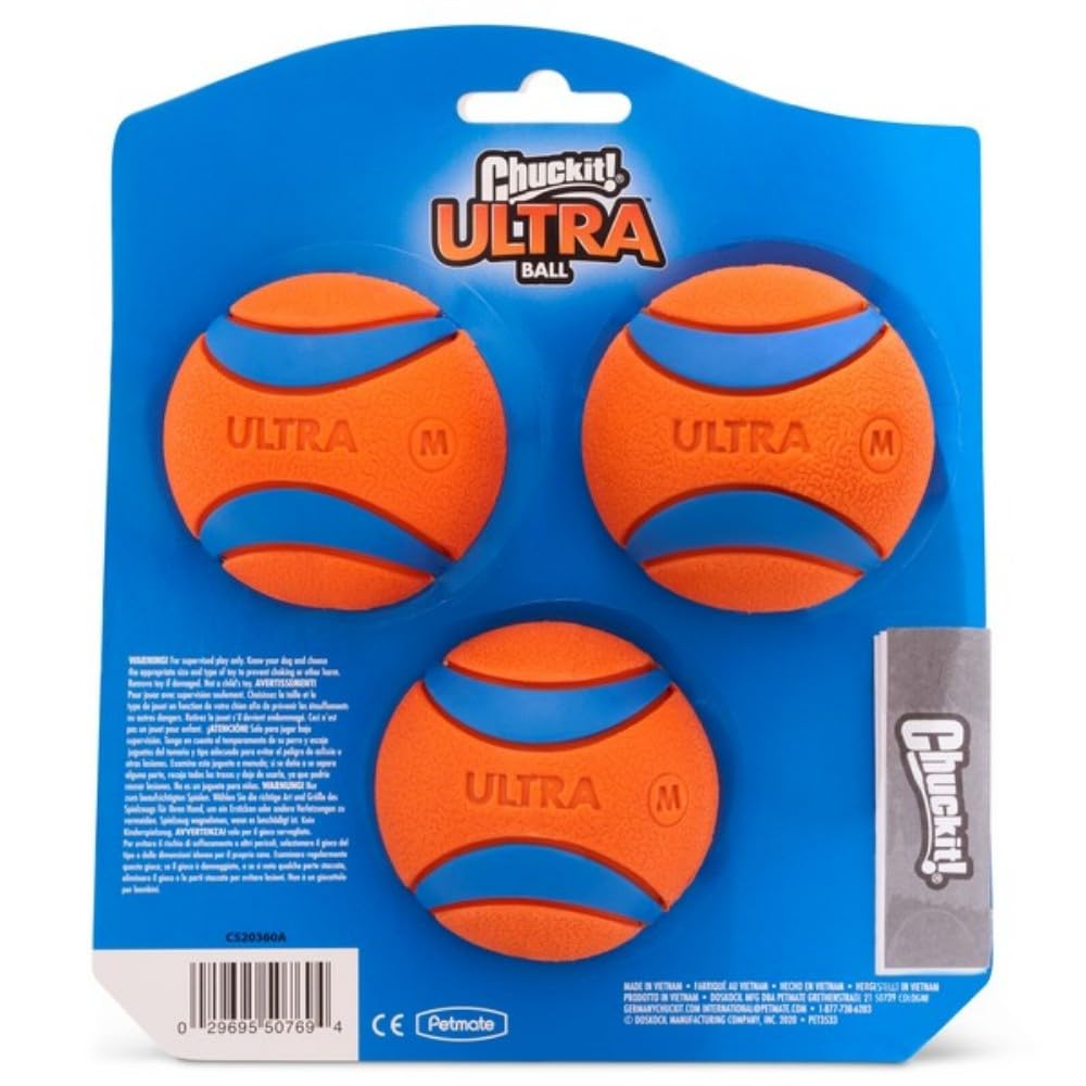 Chuckit! Ultra Ball Dog Toy - Durable Rubber, High Bounce, Launcher Compatible | 3 Pack, Medium 2