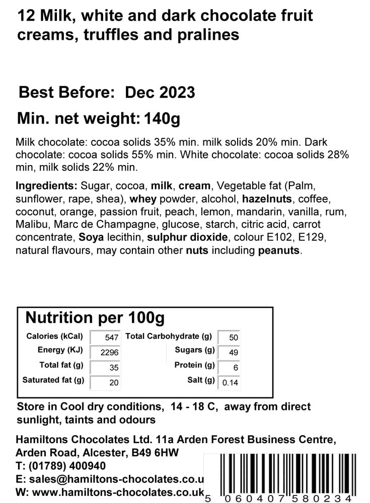 Hamiltons - Burgundy Luxury Belgian Ballotin 12 Handmade Chocolates Gift Box