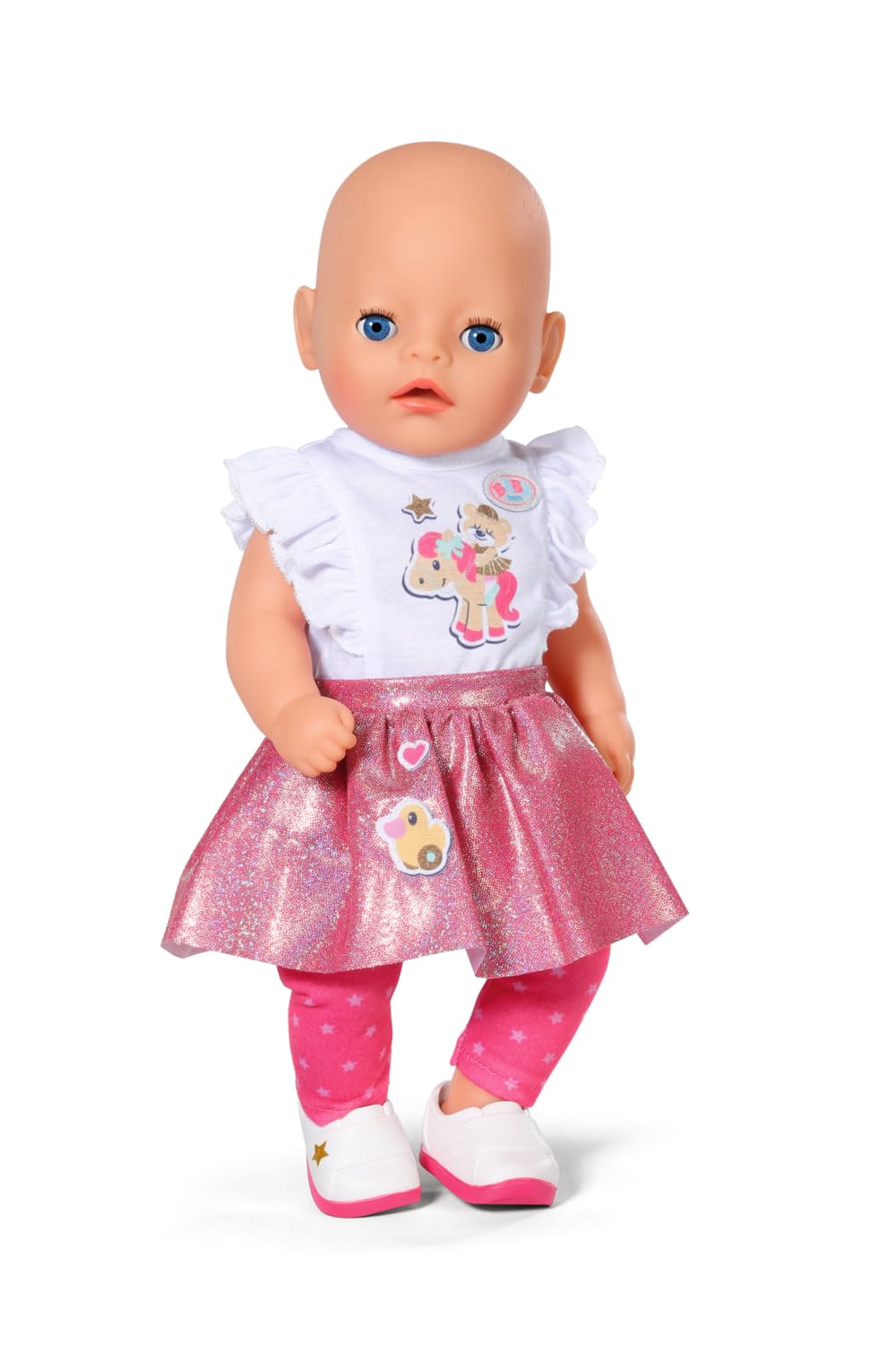 BABY born Little Everyday Outfit 836330 - Pink Star-Print 2-in-1 Dress & Top with Leggings and Shoes 9