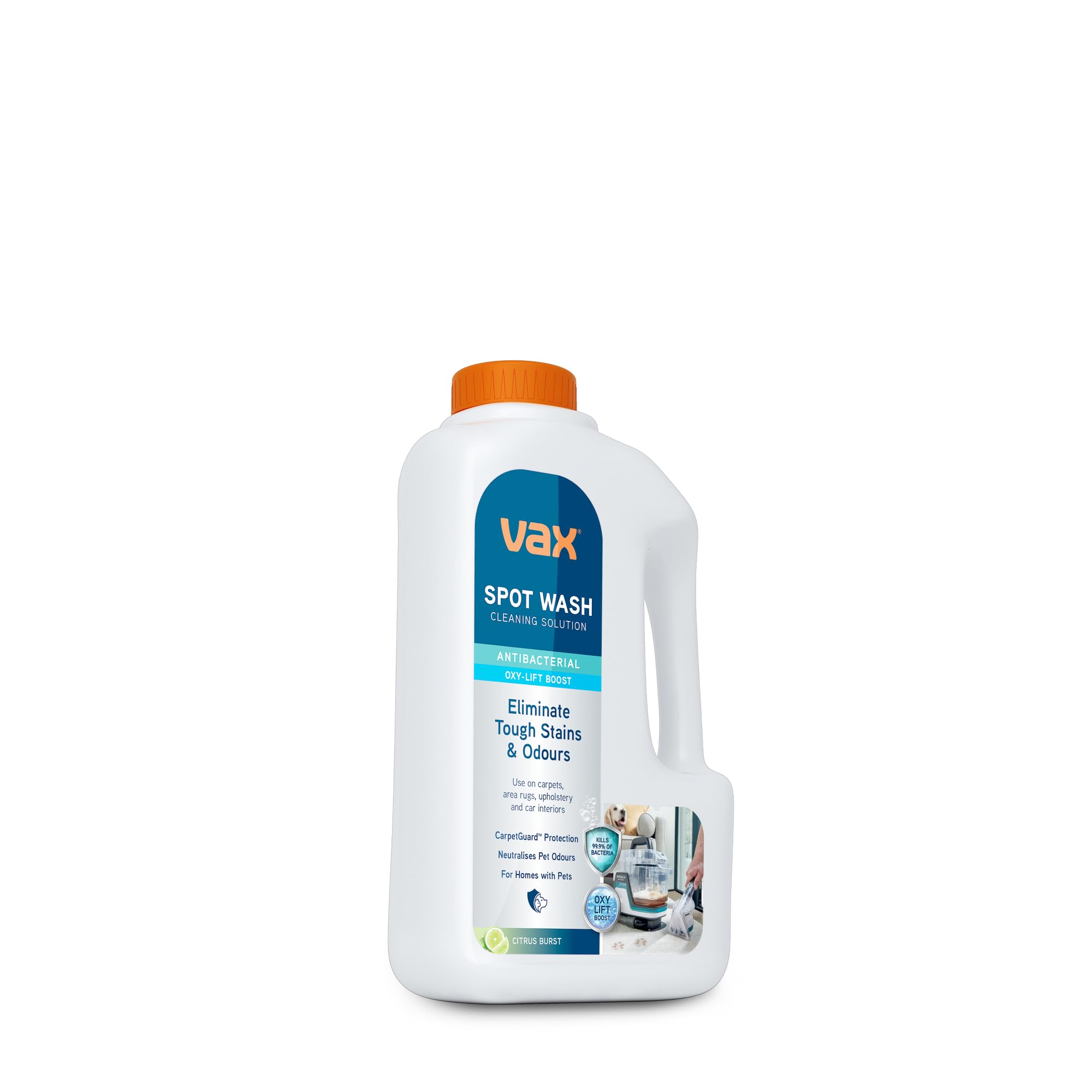 Vax SpotWash Antibacterial Carpet Cleaner Solution - 1L | Kills 99.9% Bacteria | Citrus Burst Scent