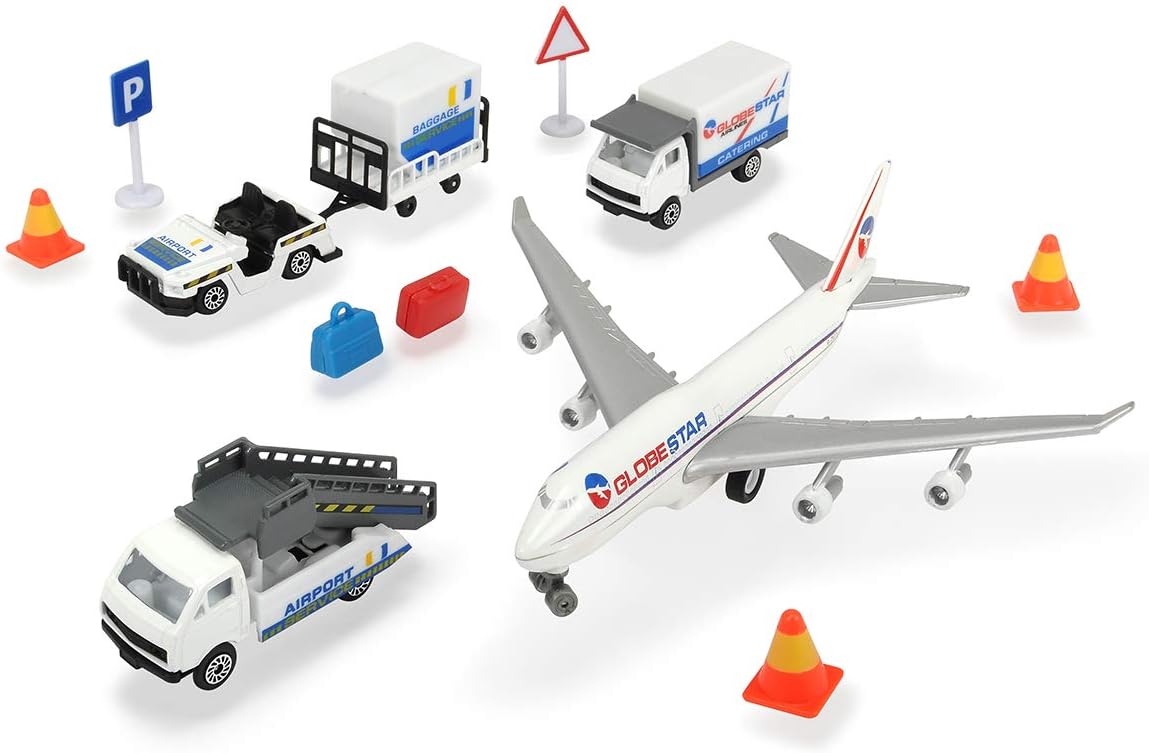 Dickie 203743001 Airport Playset - Vehicle Playset with 13 Pieces for Kids 3+