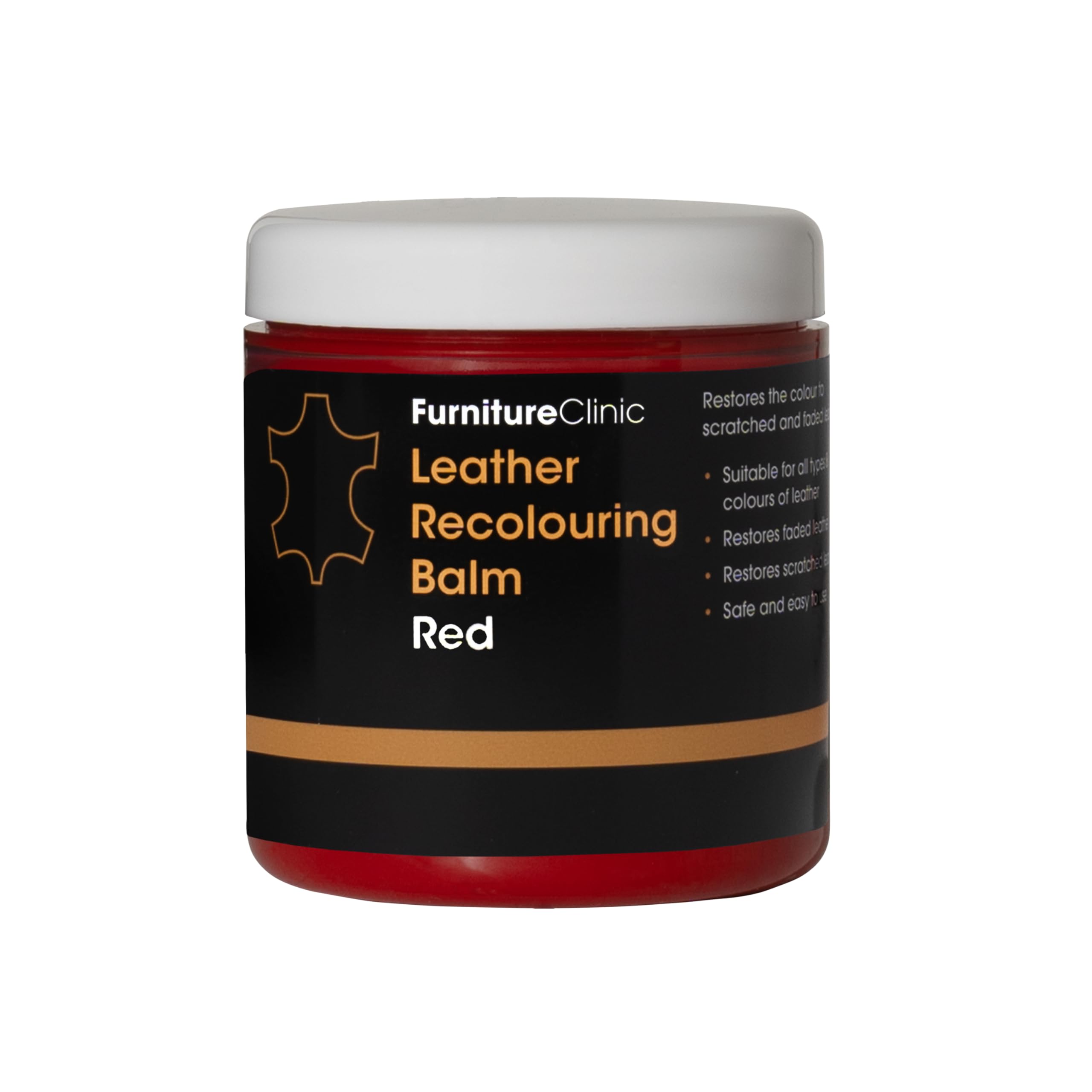 Furniture Clinic Leather Recolouring Balm - Red (16 Colours Available) for Sofas, Car Seats, Shoes & Clothing