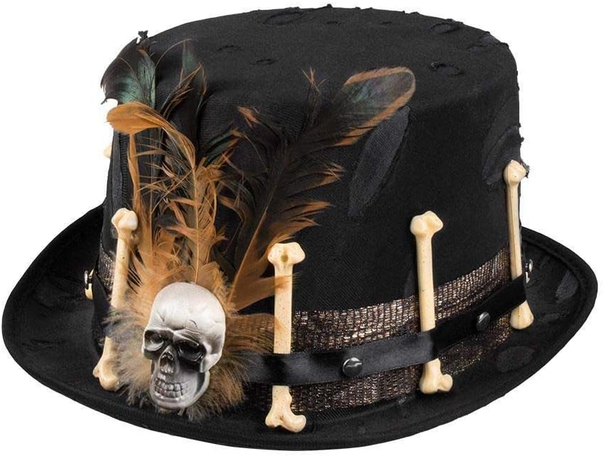 Boland Voodoo Nana Hat with Bones and Feathers, Black, One Size