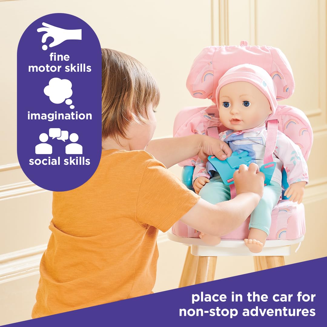 Casdon Baby Huggles Car Booster Seat - Pink Doll Playset for Ages 3+ 6