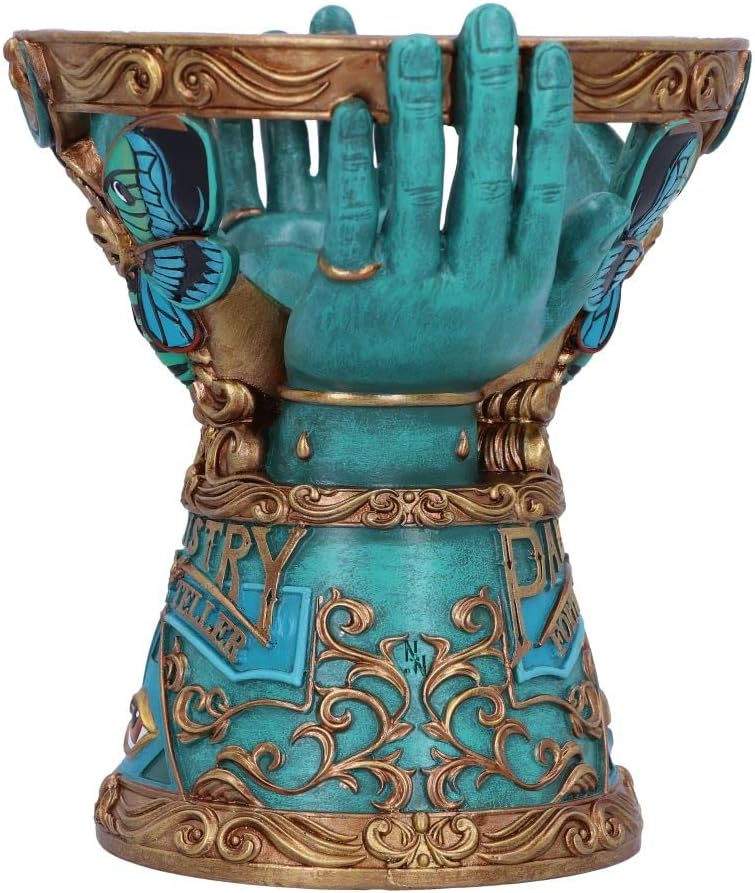 Nemesis Now Teller Crystal Ball Holder - Blue, 15cm, Palmistry-Inspired Resin Stand with Eye of Providence Design 3