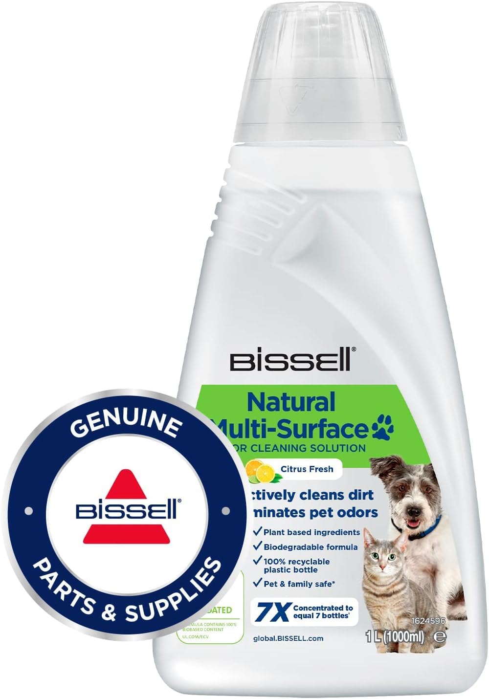 BISSELL Natural Pet Multi-Surface Floor Cleaning Solution - Plant-Based Formula for Sealed Floors & Rugs | 1 L 1
