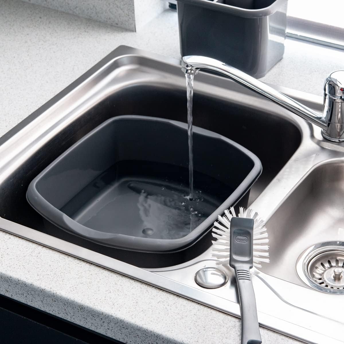 Addis - 8 Litre Small Rectangular Plastic Washing Up Bowl, Black 3