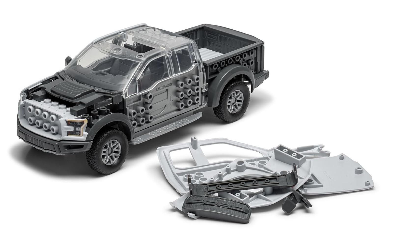 Airfix QUICKBUILD Ford F-150 Raptor Grey Model Car Kit - Snap-Together Building Set for Kids & Adults 4