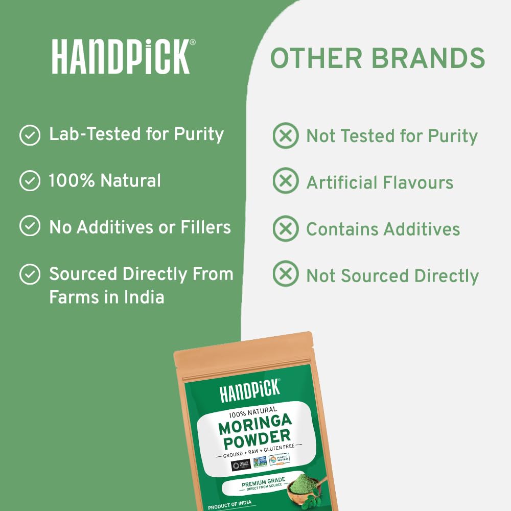 HANDPICK Moringa Powder (500g) - Pure Moringa Oleifera Leaves | Non-GMO, Gluten-Free | Resealable Pouch for Smoothies, Tea & Cooking 5