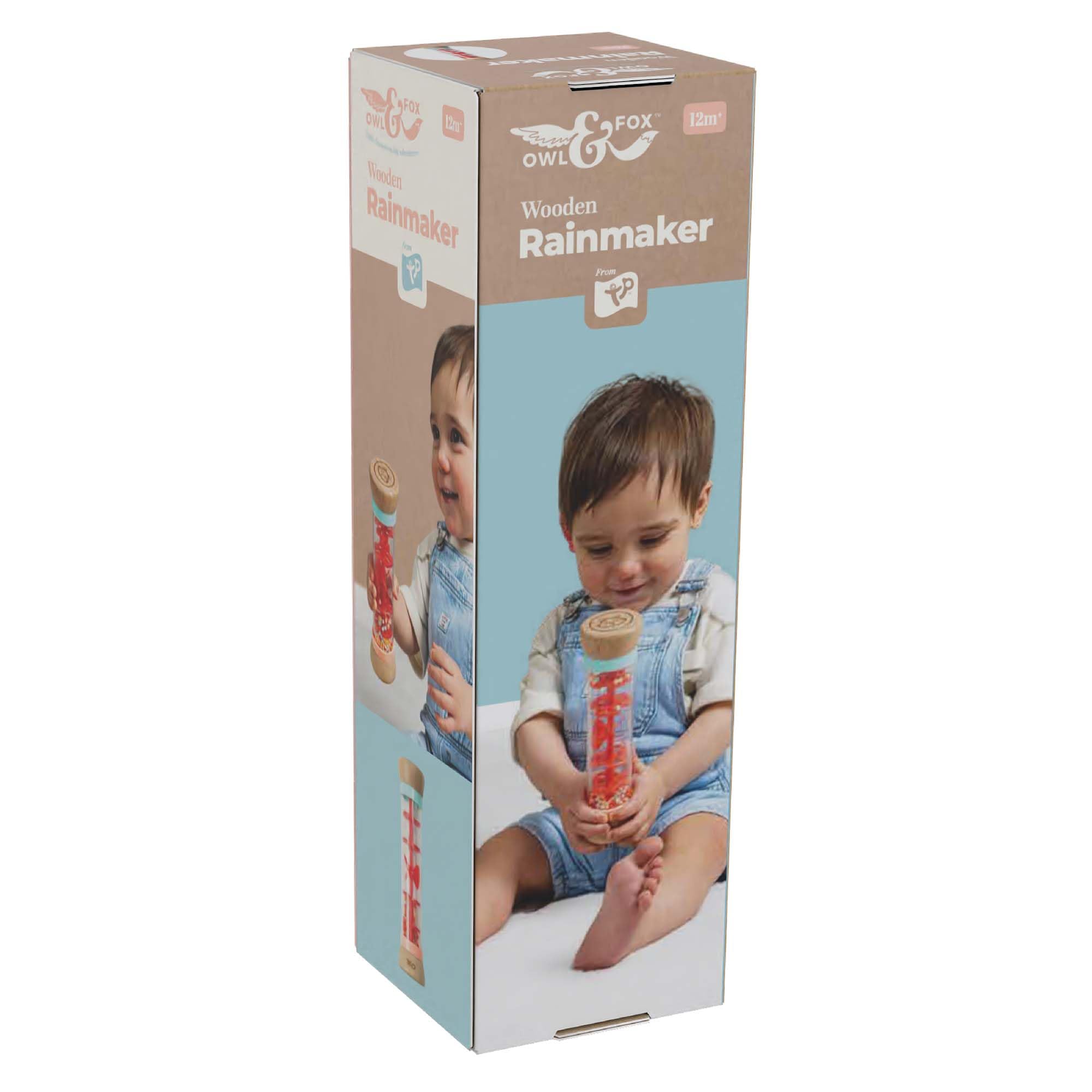 Owl & Fox Wooden Rainmaker Baby Rattle Toy - Soothing Sound Sensory Toy for 12 Months and Up 3