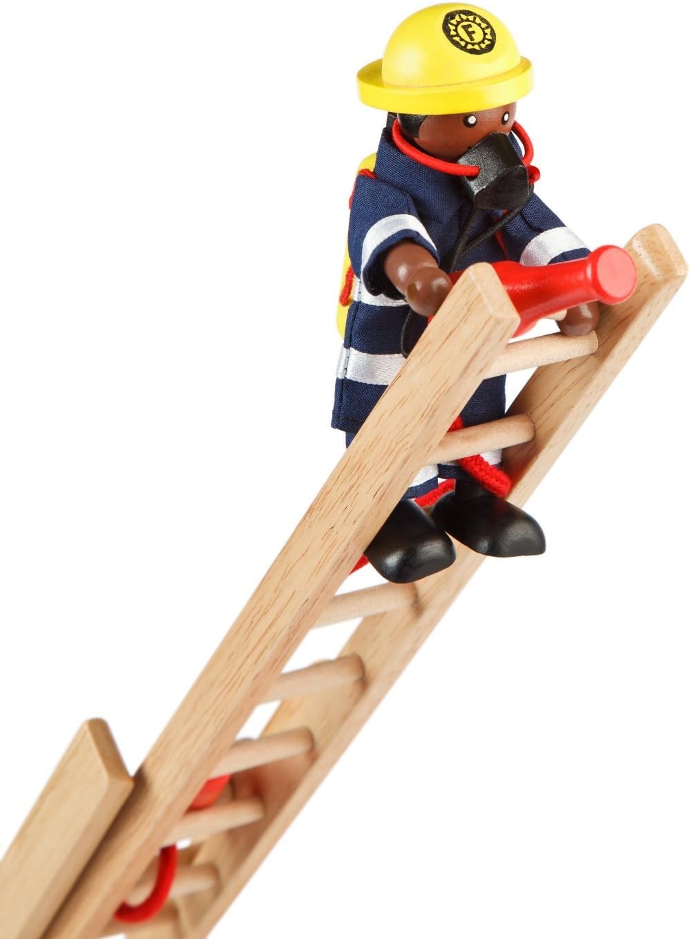 Tidlo Wooden Firefighter Figures Set with Accessories - Poseable Play Figures for Imaginative Rescue Play