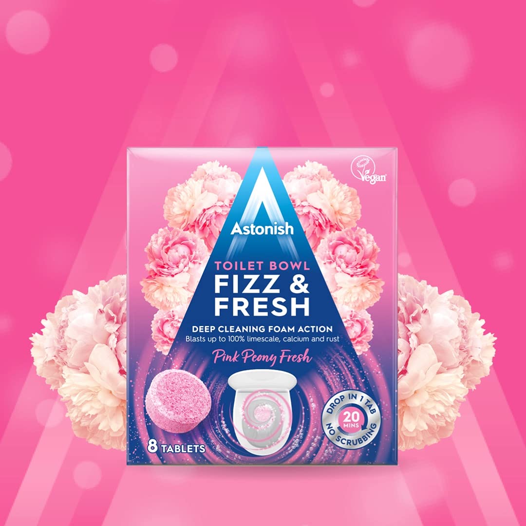 Astonish Fizz & Fresh Toilet Bowl Tablets - Pink Peony Fresh, Deep Cleaning Foam Action Tabs 4
