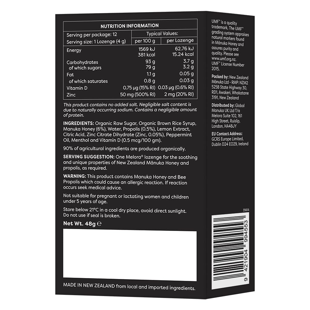 Melora - High Strength Manuka Honey Lozenges 525+ MGO UMF 15 with Propolis