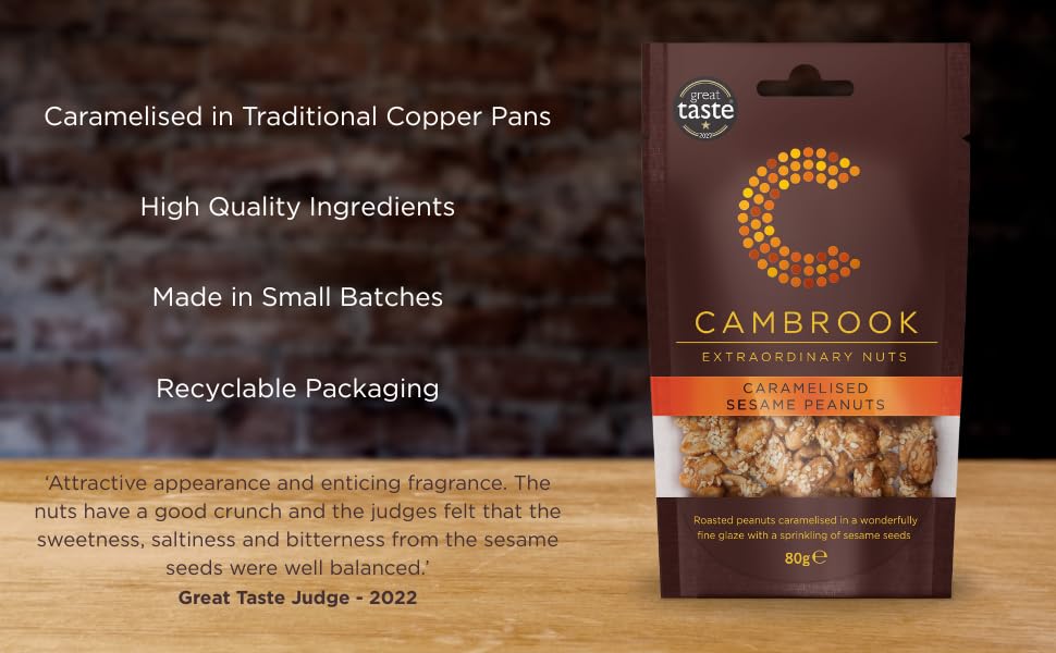 Cambrook Caramelised Sesame Peanuts - Roasted & Glazed | 80g Bag 2