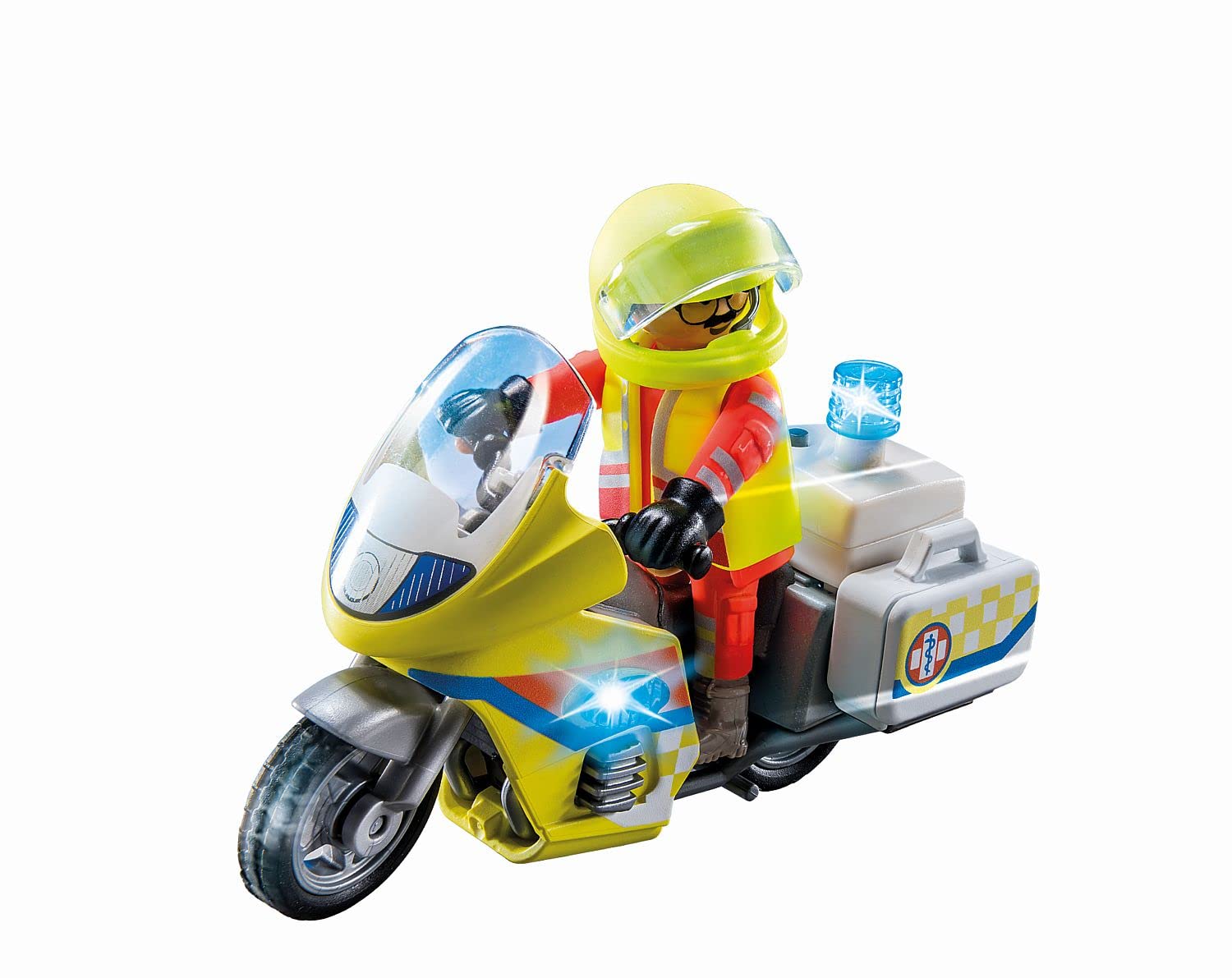 Playmobil 71205 Rescue Emergency Motorcycle with Flashing Lights - Action Figure Playset for Kids 4+ 4