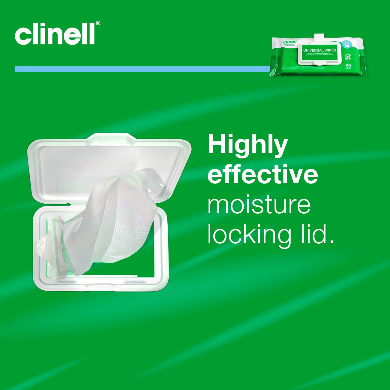 Clinell CWCP50 Universal Cleaning and Disinfection Wipes - 50 Wipes per Clip Pack 4