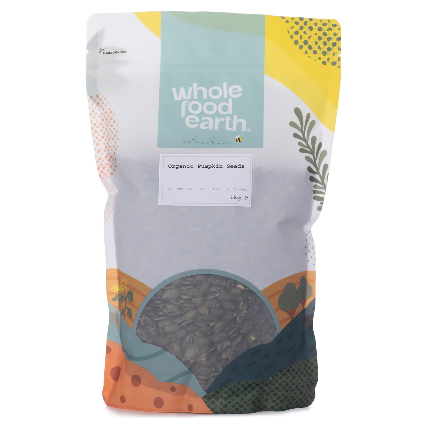 Wholefood Earth Organic Pumpkin Seeds - 1kg | High Fibre | High Protein | Raw