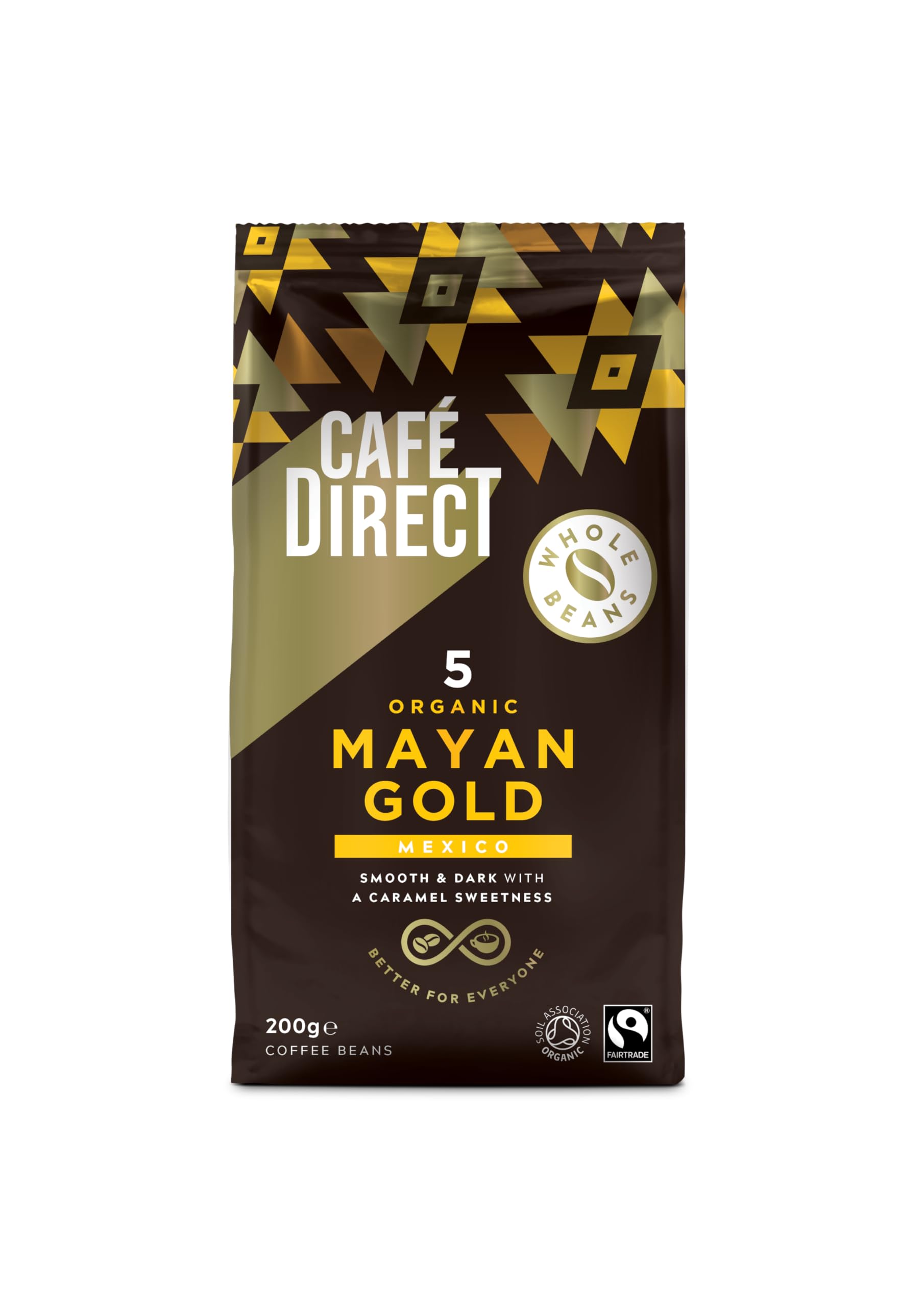 Café Direct Mayan Gold Mexico Organic Fairtrade Whole Bean Coffee 200g