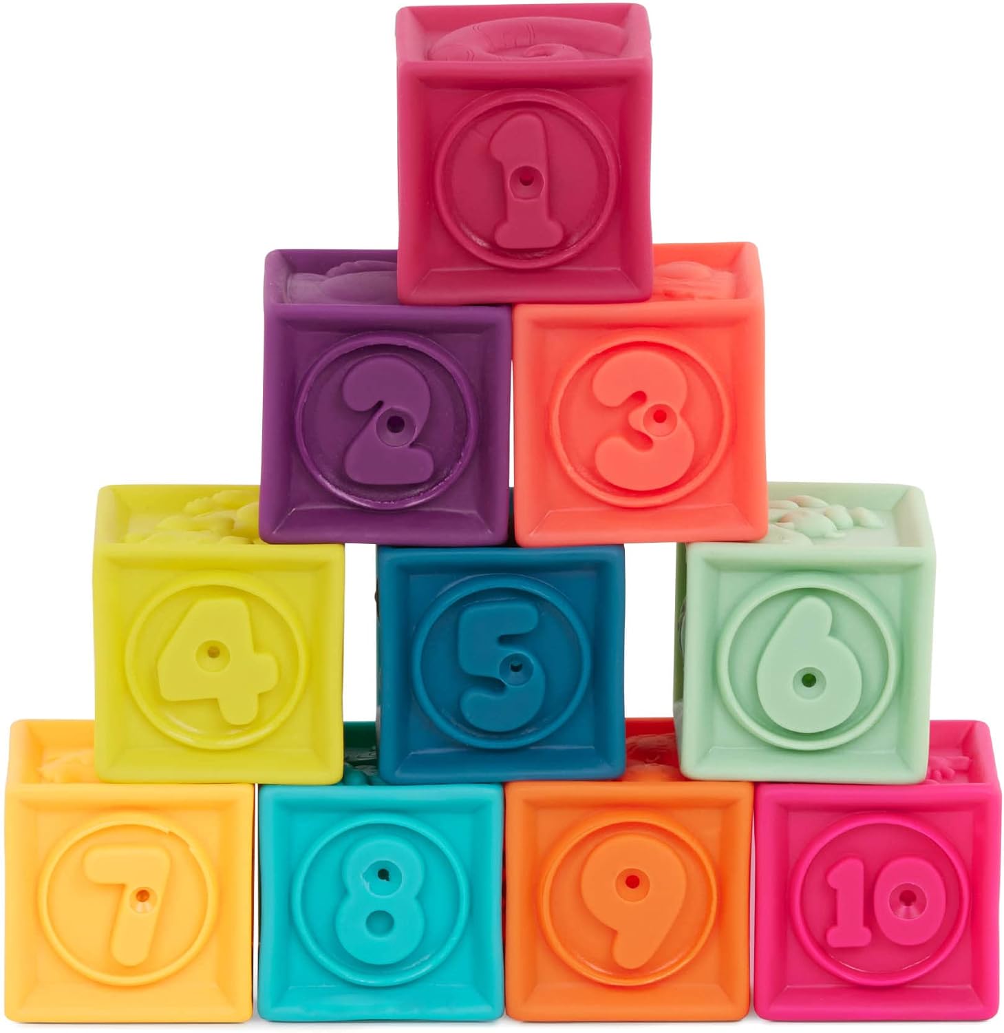 B. toys One Two Squeeze™ 10 Soft Squeezable Baby Blocks - Stacking & Learning Toy for 6+ Months 6