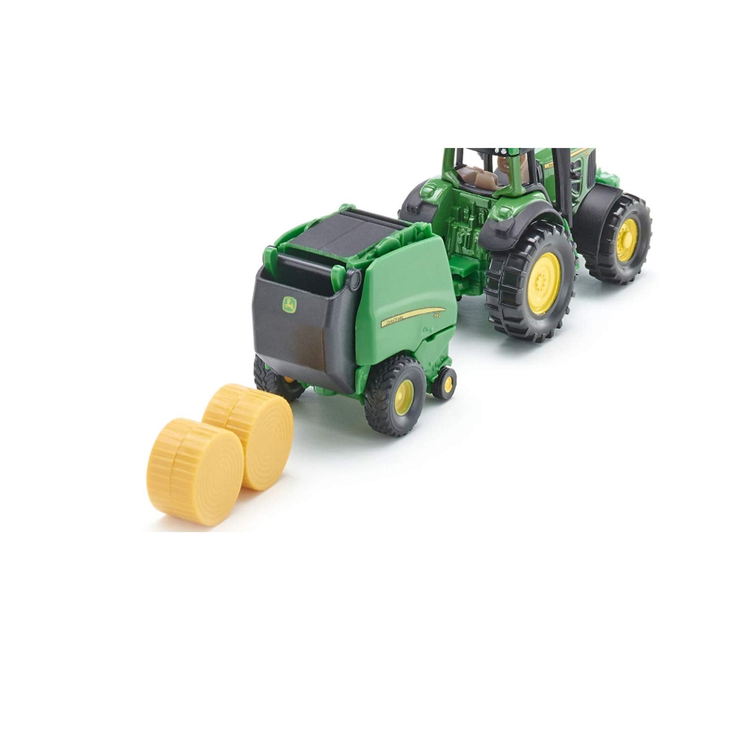 SIKU John Deere Tractor with Round Baler and 2 Bales 1665 | Metal/Plastic | Green 5