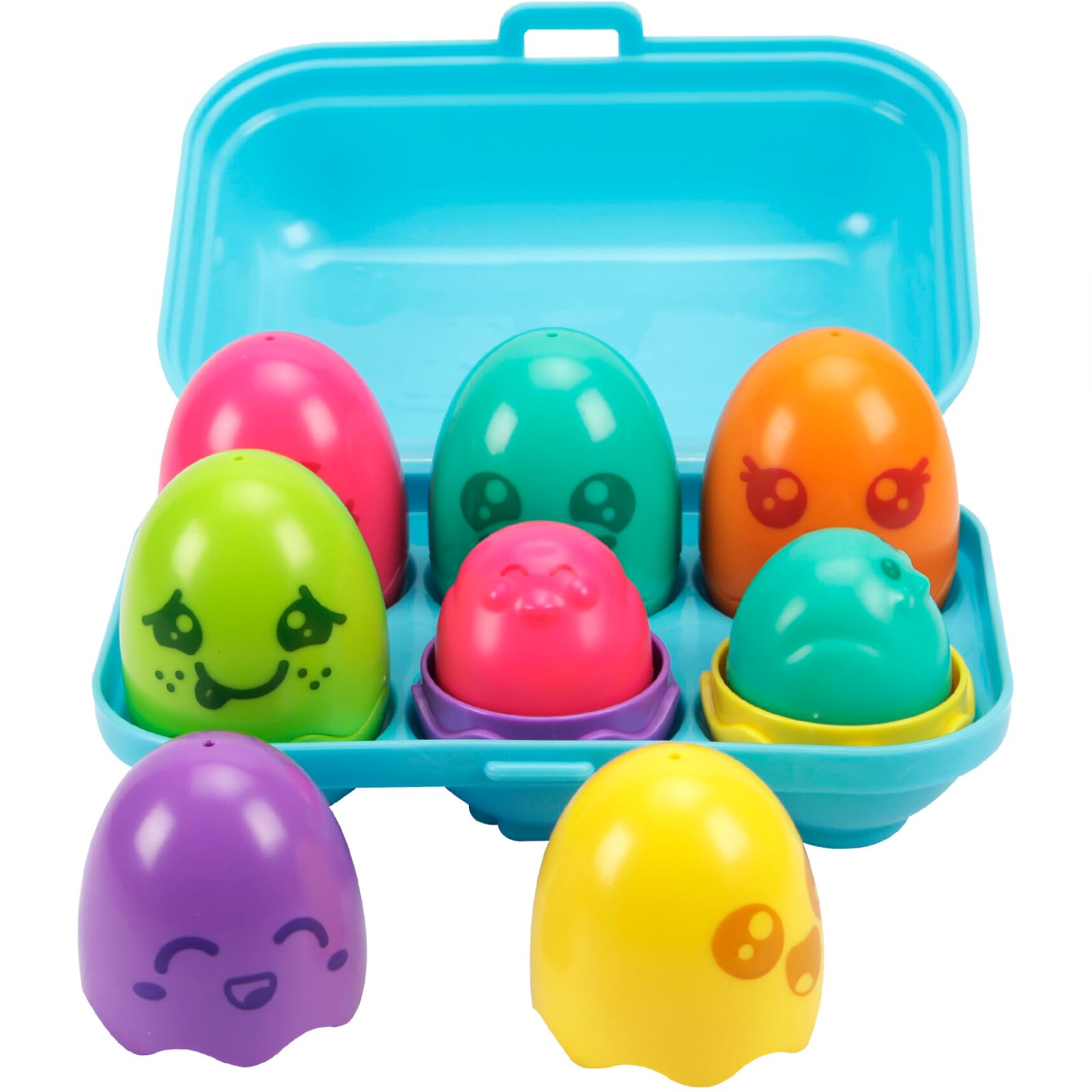 Toomies Hide and Squeak Bright Chicks - Box of 6 Colourful Eggs with Squeak & Rattle | Ages 6-36 Months