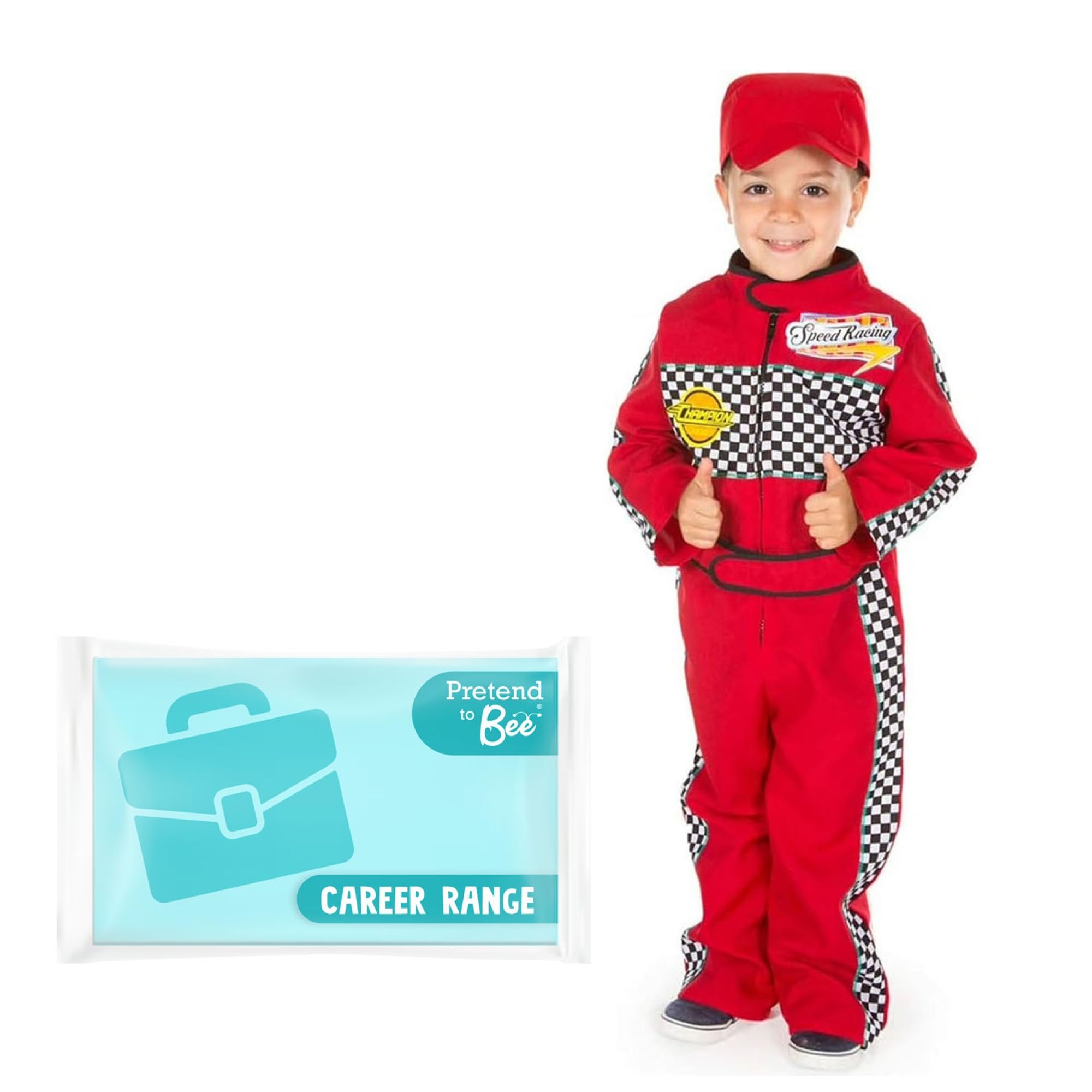 PRETEND TO BEE Racing Driver Costume - Kids Red Racing Cap and Accessory Set
