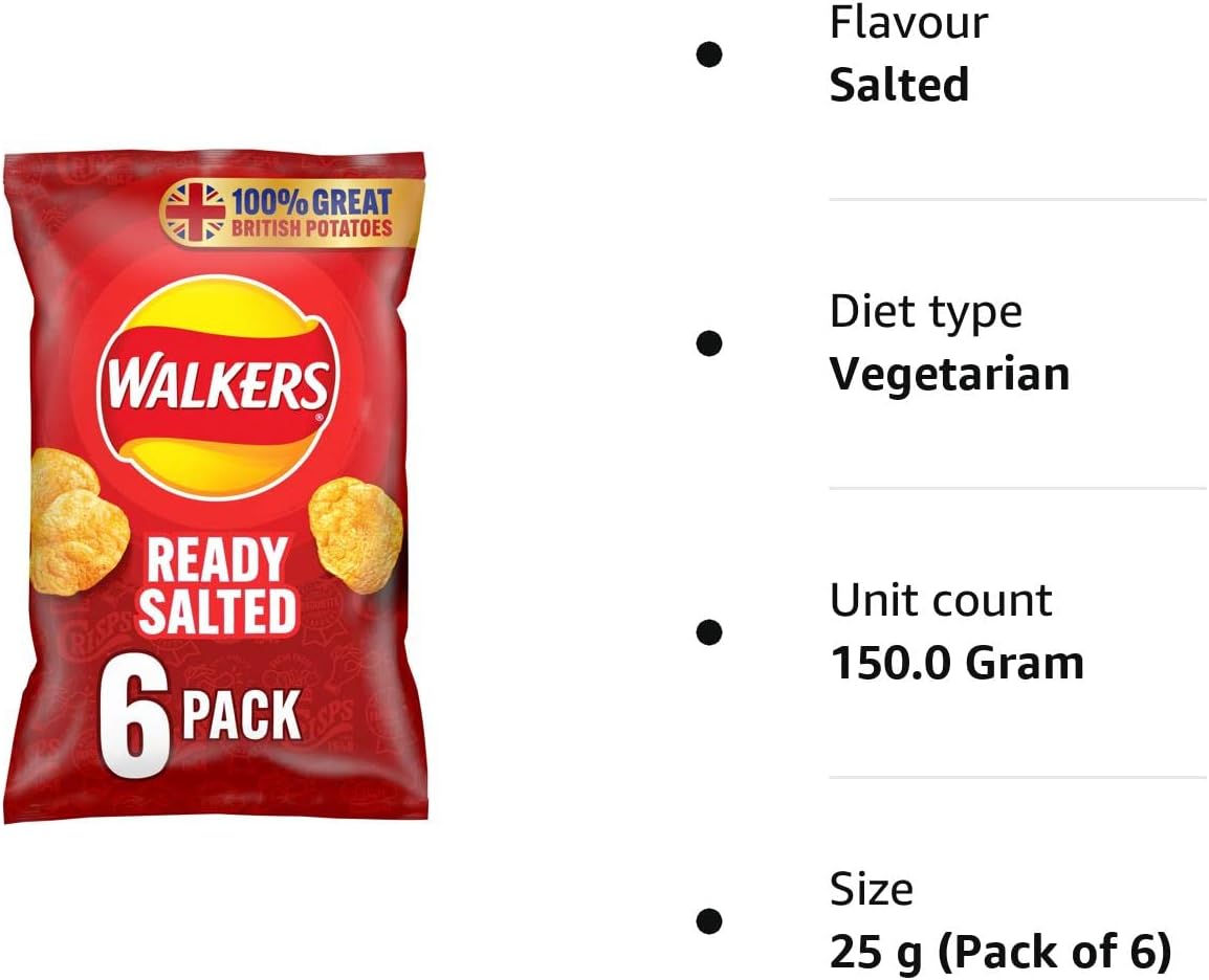 Walkers Ready Salted Multipack Crisps 6x25g 4
