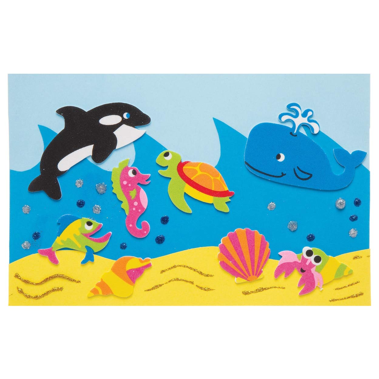 Baker Ross Sealife Foam Stickers - 120 Pack, Self Adhesive Vinyl for Arts & Crafts