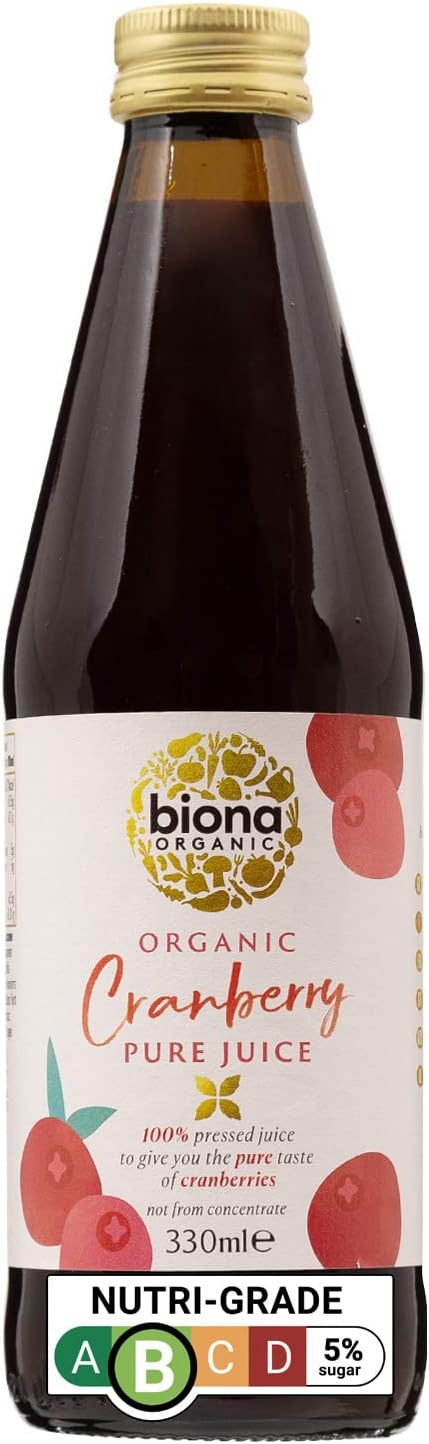 Biona Organic Cranberry Juice 330 ml - Pure Pressed Fruit Juice - Not From Concentrate