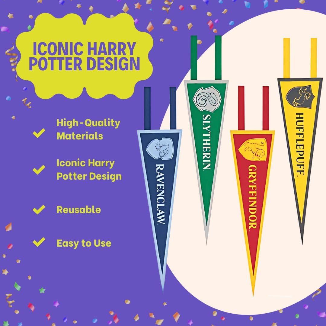 Harry Potter Fabric Pennant Banners Party Pack of 4 - Multicolor Decorations