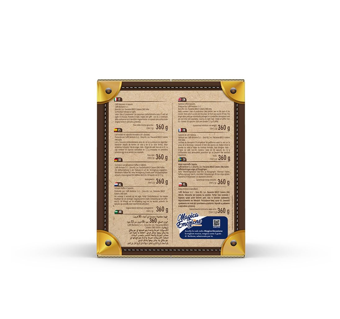 Caffè Borbone Don Carlo Red Coffee Blend - 50 Compostable Capsules for Lavazza A Modo Mio Machines