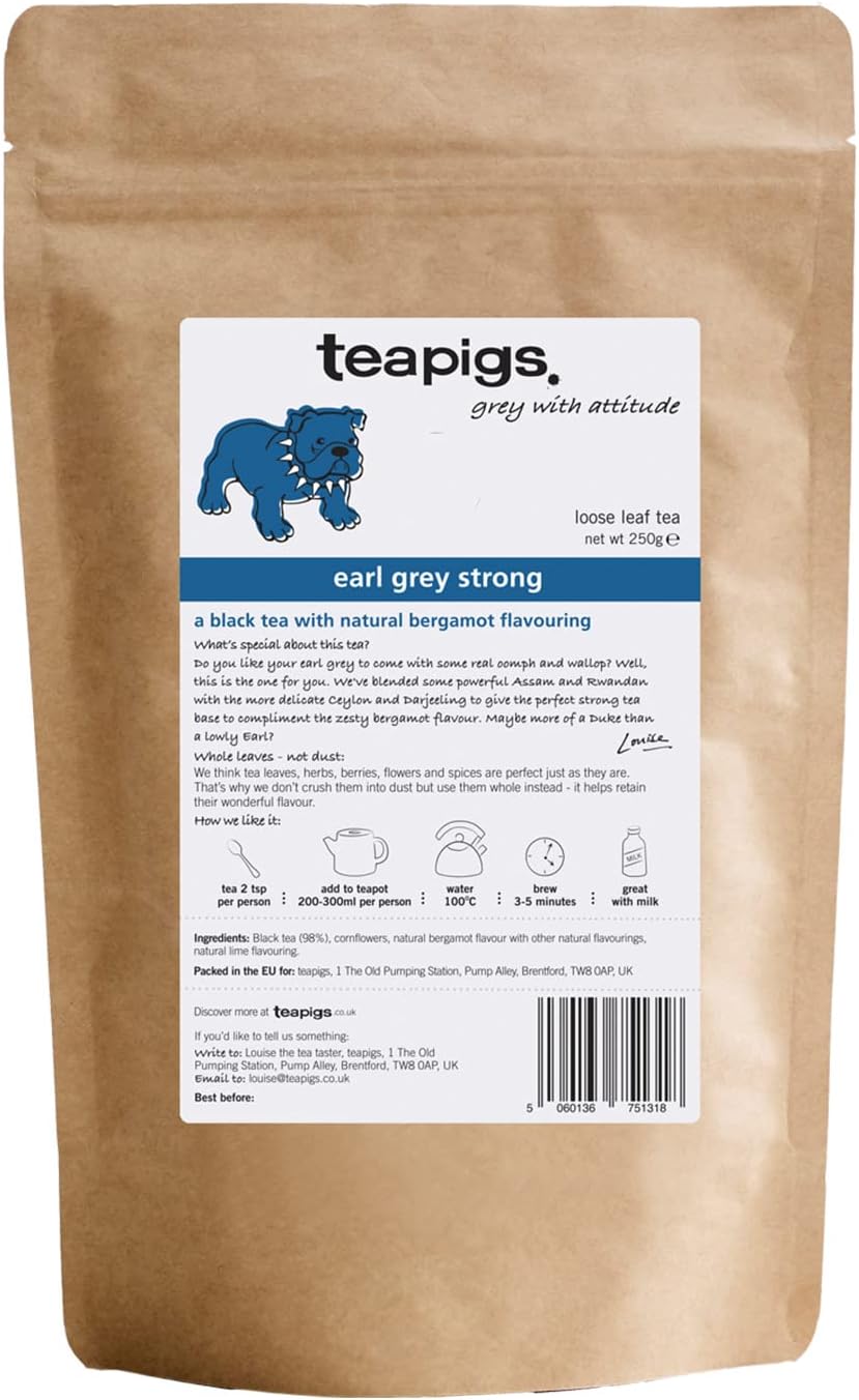 Teapigs Earl Grey Strong Loose Leaf Tea - Whole Leaf Black Tea with Bergamot & Cornflowers