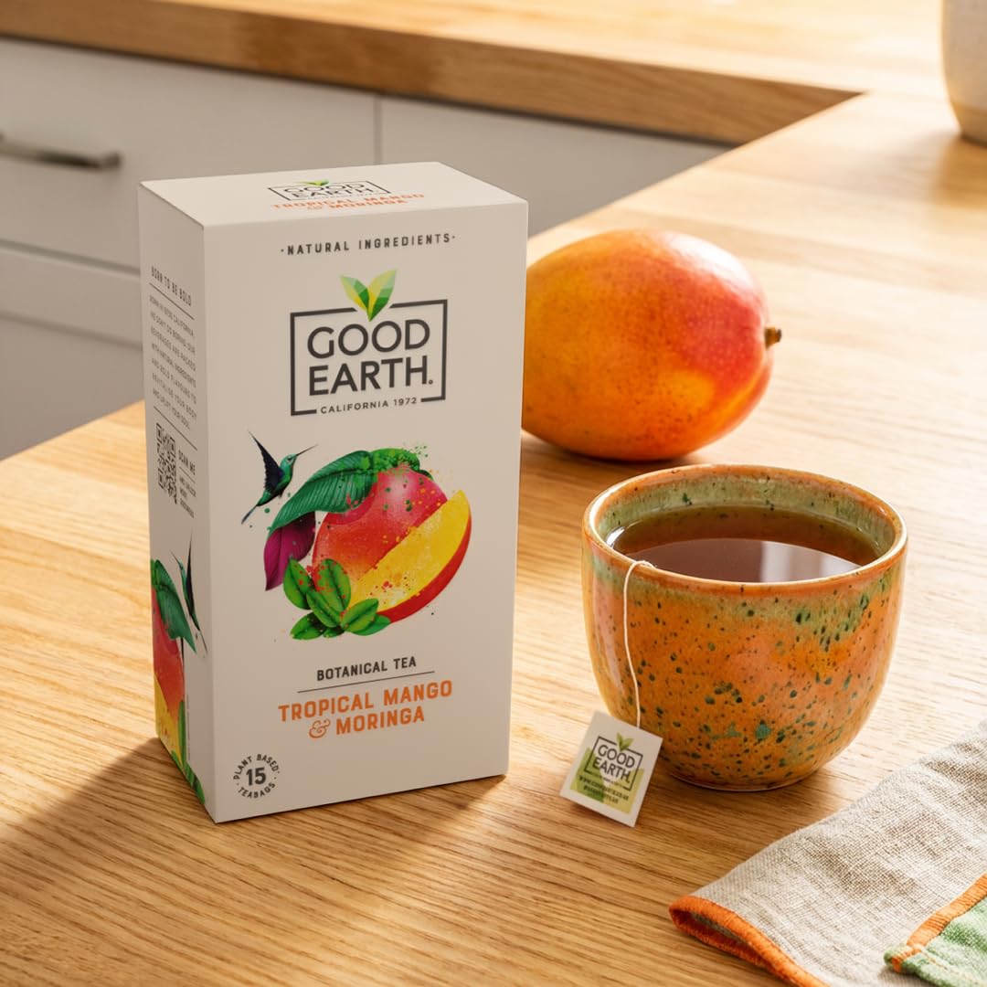 Good Earth Tea Co. Tropical Mango & Moringa Herbal Tea Bags - 15 Count (Pack of 5) 4