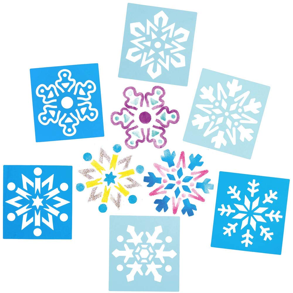 Baker Ross Snowflake Stencils - Pack of 8 Assorted Designs for Christmas Crafting 5