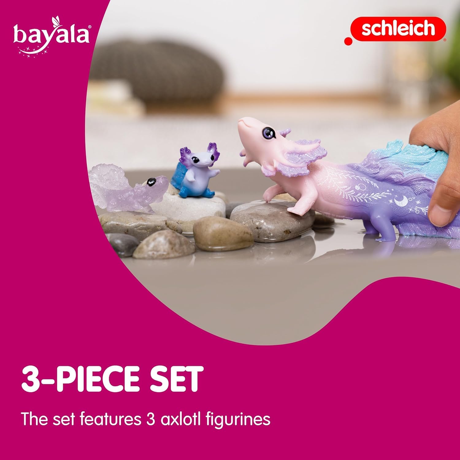 Schleich Bayala 42628 Axolotl Salamander Playset - 3-Piece Magical Underwater Figures 4