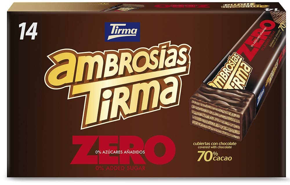 Tirma - 70% Dark Chocolate Wafers No Added Sugars | Low Carb Keto Friendly | 14 Pieces (301 g)