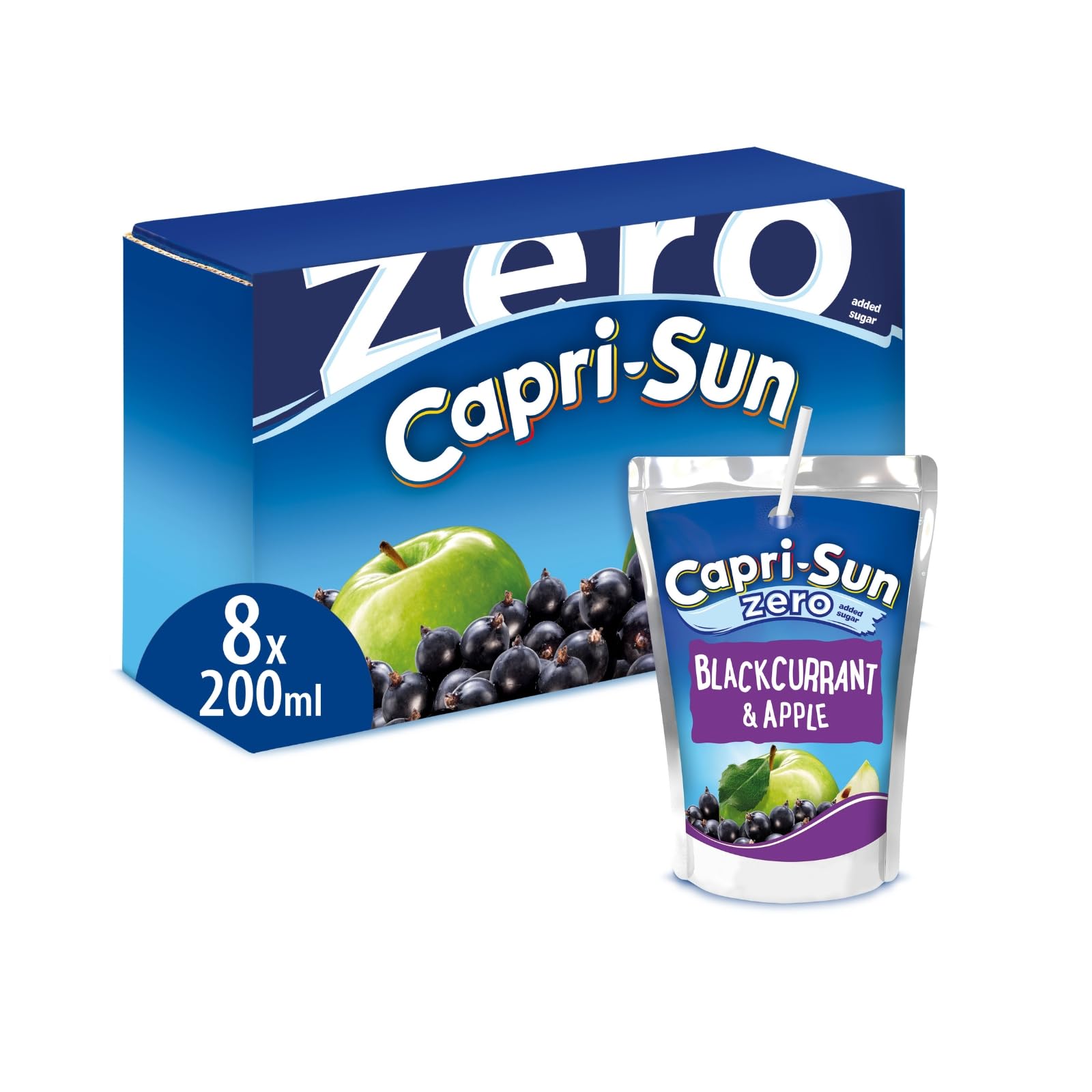 Capri-Sun Zero Blackcurrant & Apple Kids' Juice Drink - No Added Sugar | 8 x 200ml Value Pack