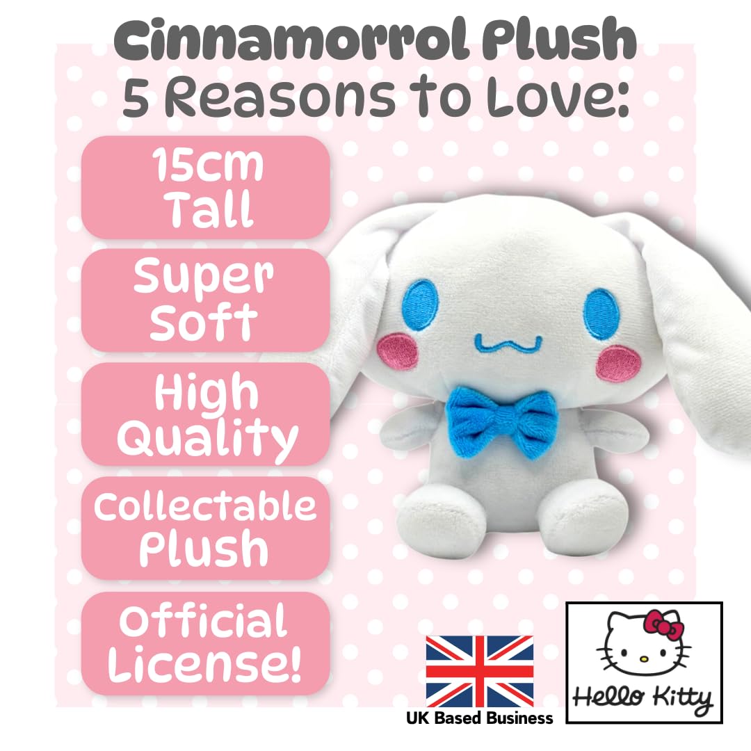 Sanrio Cinnamoroll Plush 15cm - Soft White Stuffed Toy with Blue Bowtie for Kids & Collectors 6