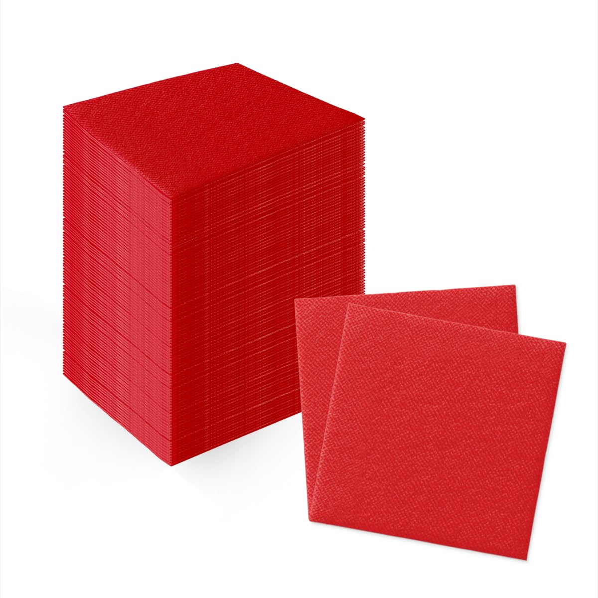 PAW Decor Collection Airlaid Napkins - Red | 20x20 cm Cocktail Fold | 100 Count