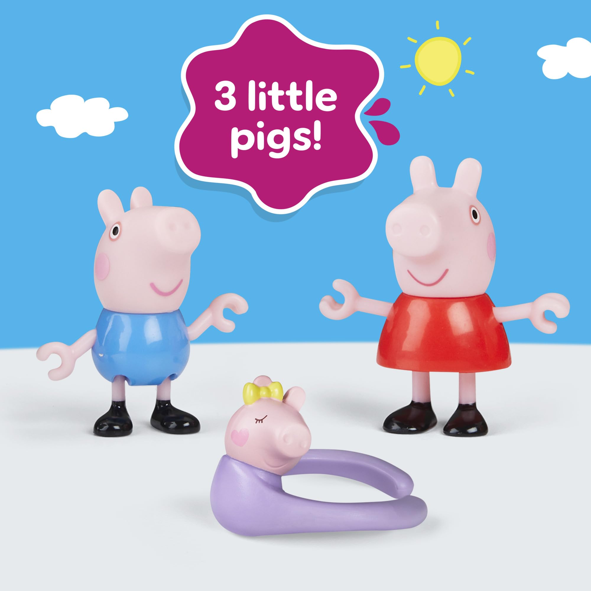 Peppa Pig Family of Five Figure Set - Includes Baby Evie Carrier & Hand-Holding Figures 5