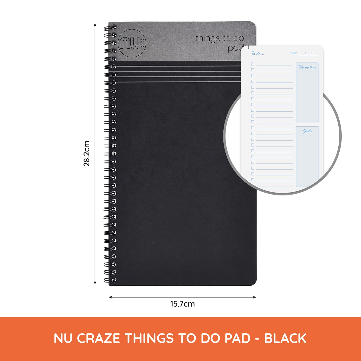 nu: Craze Cloud Things to Do Pad - Wirebound Notebook | 80gsm FSC Paper | Black Soft Cover 2