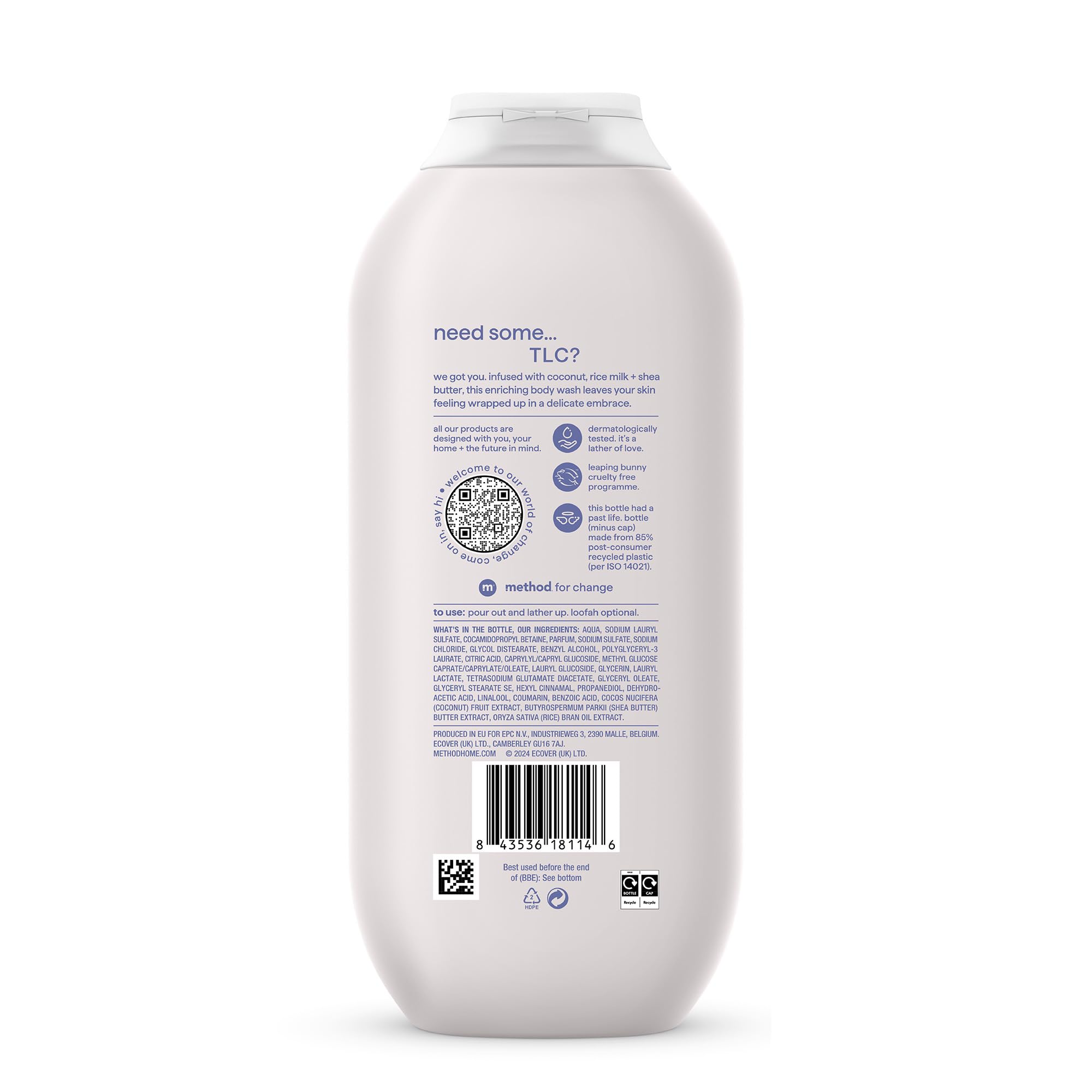 Method Simply Nourish Body Wash - Shower Gel with Coconut, Rice Milk & Shea Butter