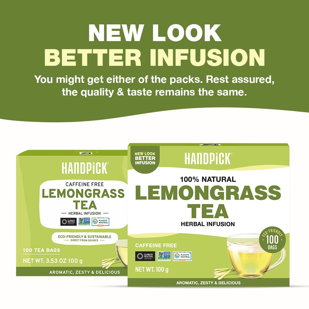 HANDPICK Lemongrass Tea Bags (100 Count) Non-GMO, Caffeine Free 4