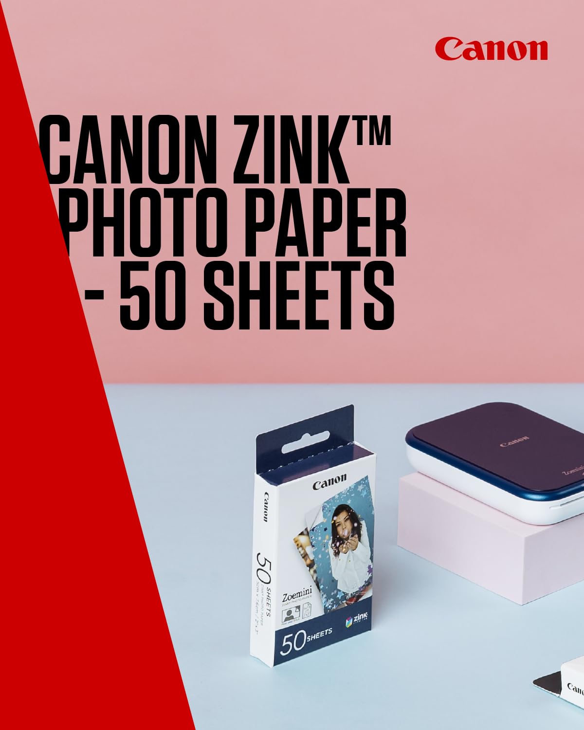 Canon Zink Photo Paper - Sticky-Backed 2x3 Inch Sticker Prints | 50 Sheets