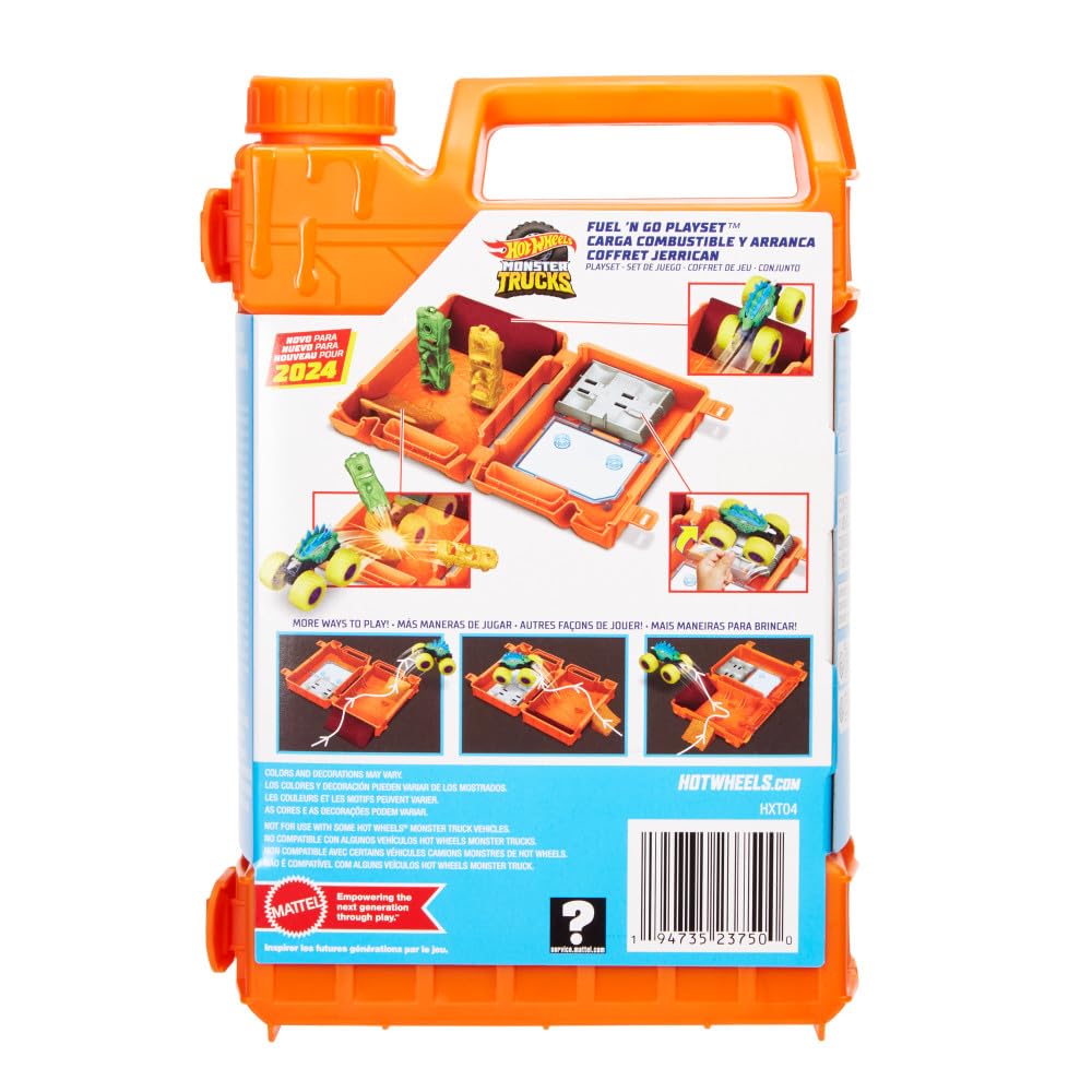 Hot Wheels Monster Trucks Fuel N' Go Gas Can Playset - 1:64 Scale Action Vehicle Set for Kids 5