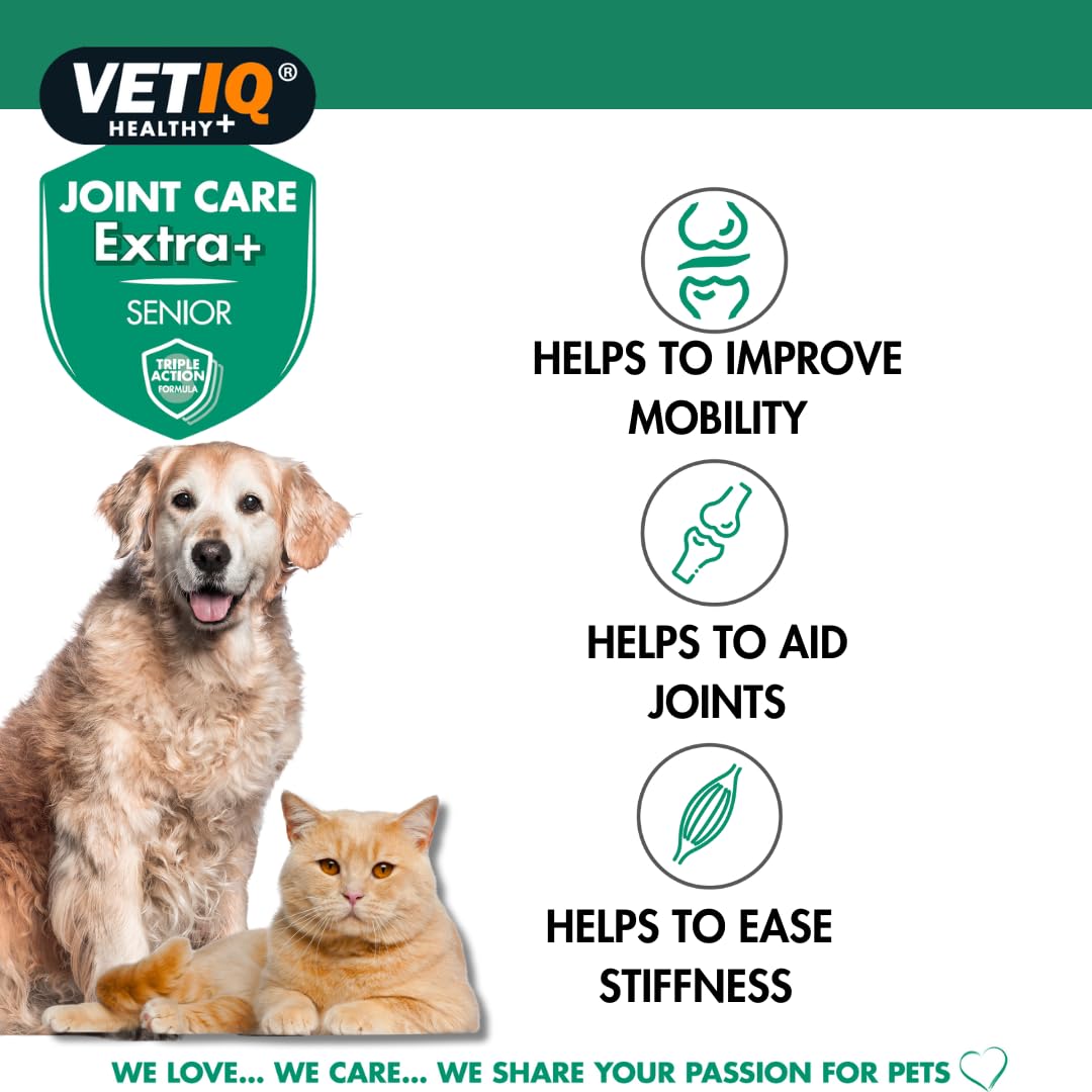 VETIQ Joint Care Extra + Senior Tablets for Dogs 7+ Years | 45 Tablets | Triple Action Support 2