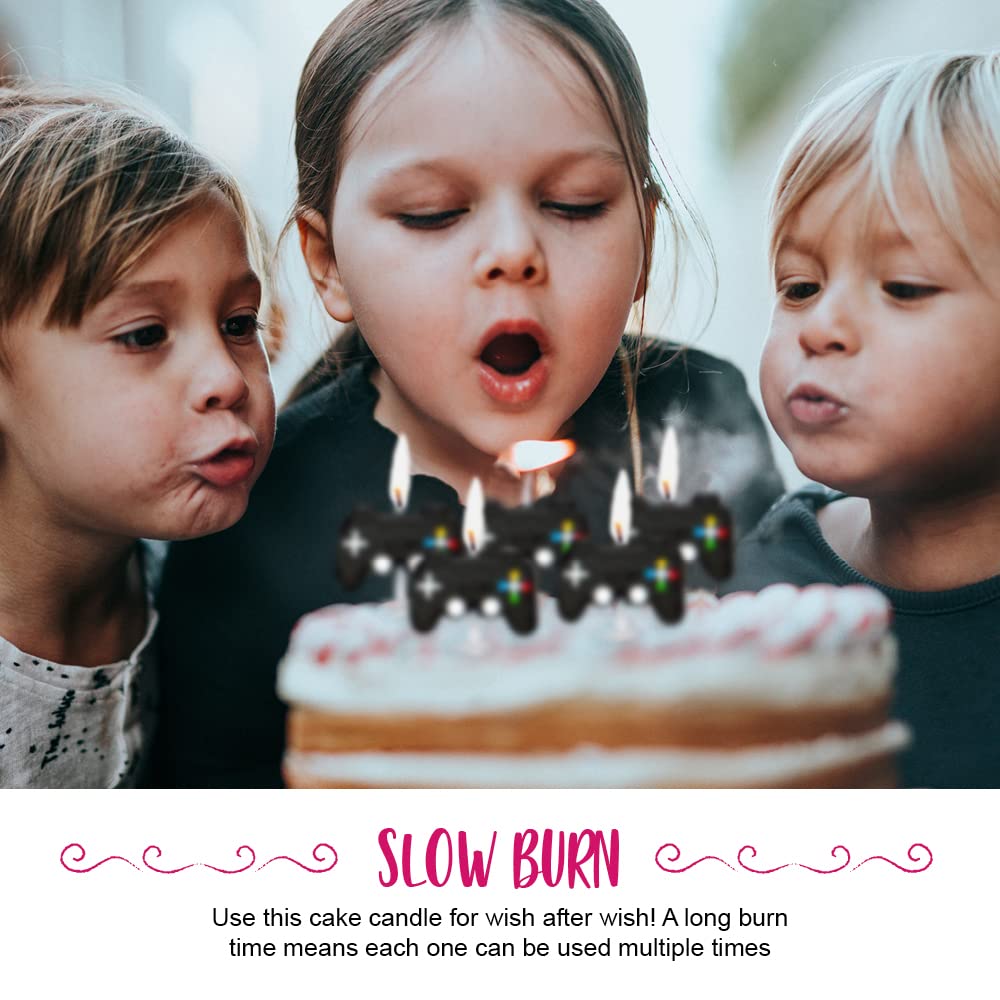 Anniversary House Gaming Controller Cake Topper Candles - Pack of 5, Black 5