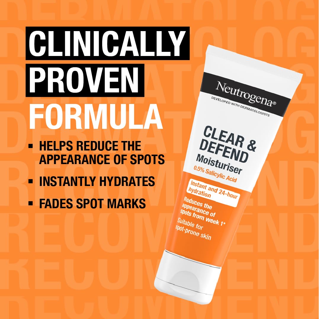 Neutrogena Clear and Defend Moisturiser - Oil-Free, 50 ml, For Spot-Prone Skin